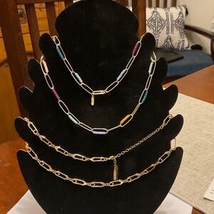 Two Gold and Multicolor Chain  stella&dot Necklaces
